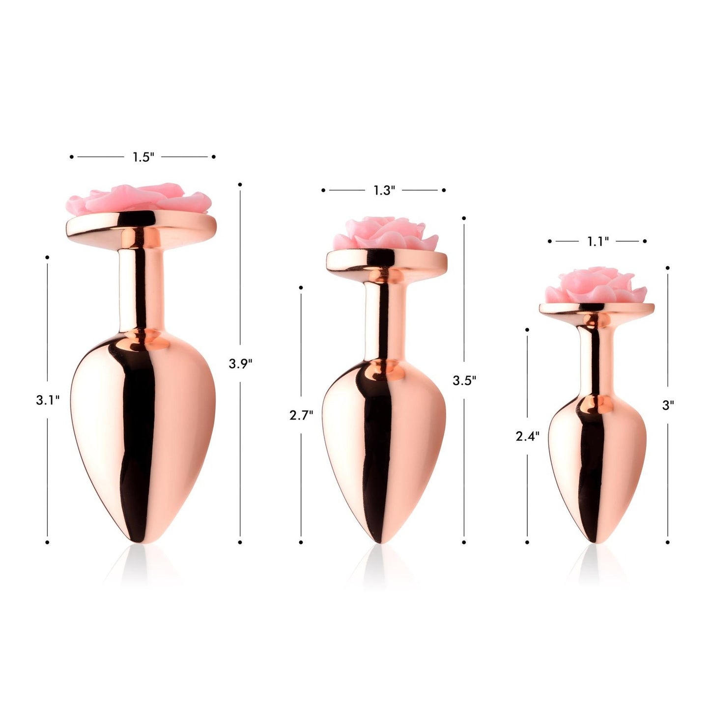 Rose Gold Anal Plug With Pink Flower