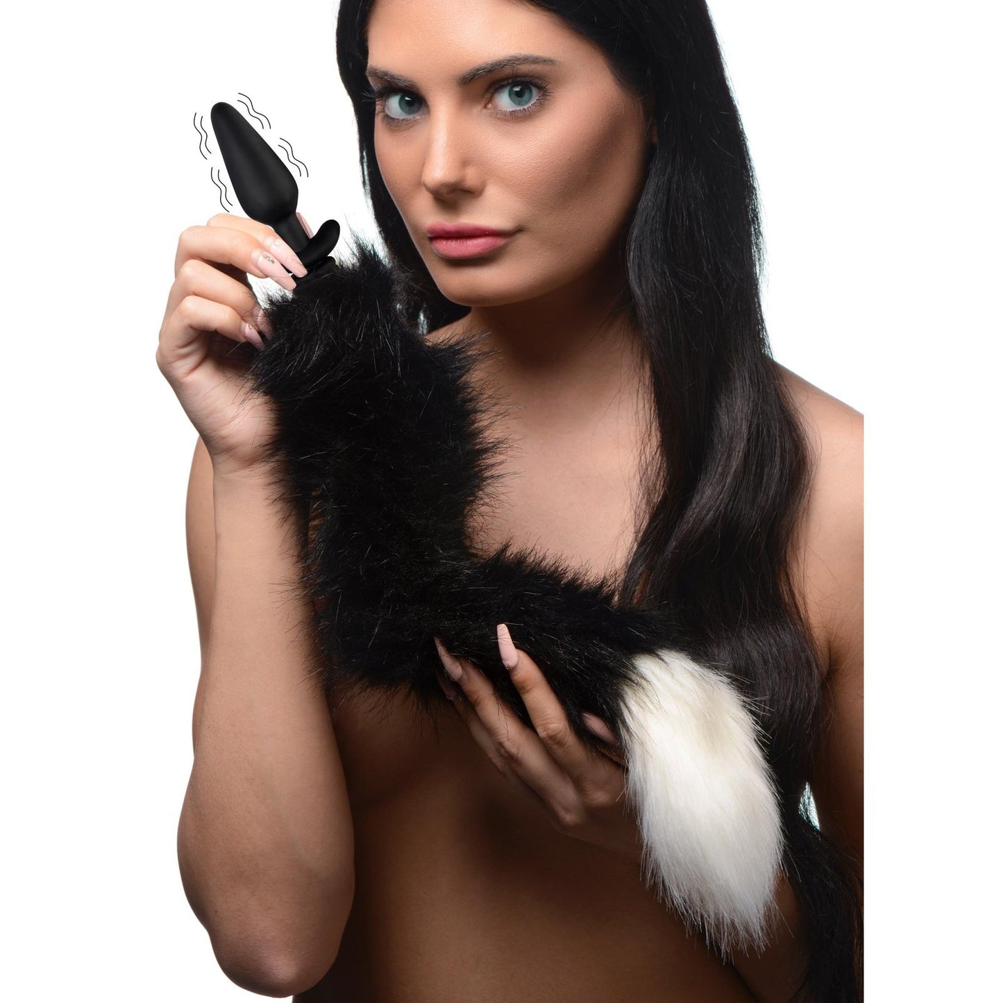 Large Vibrating Anal Plug With Interchangeable Fox Tail