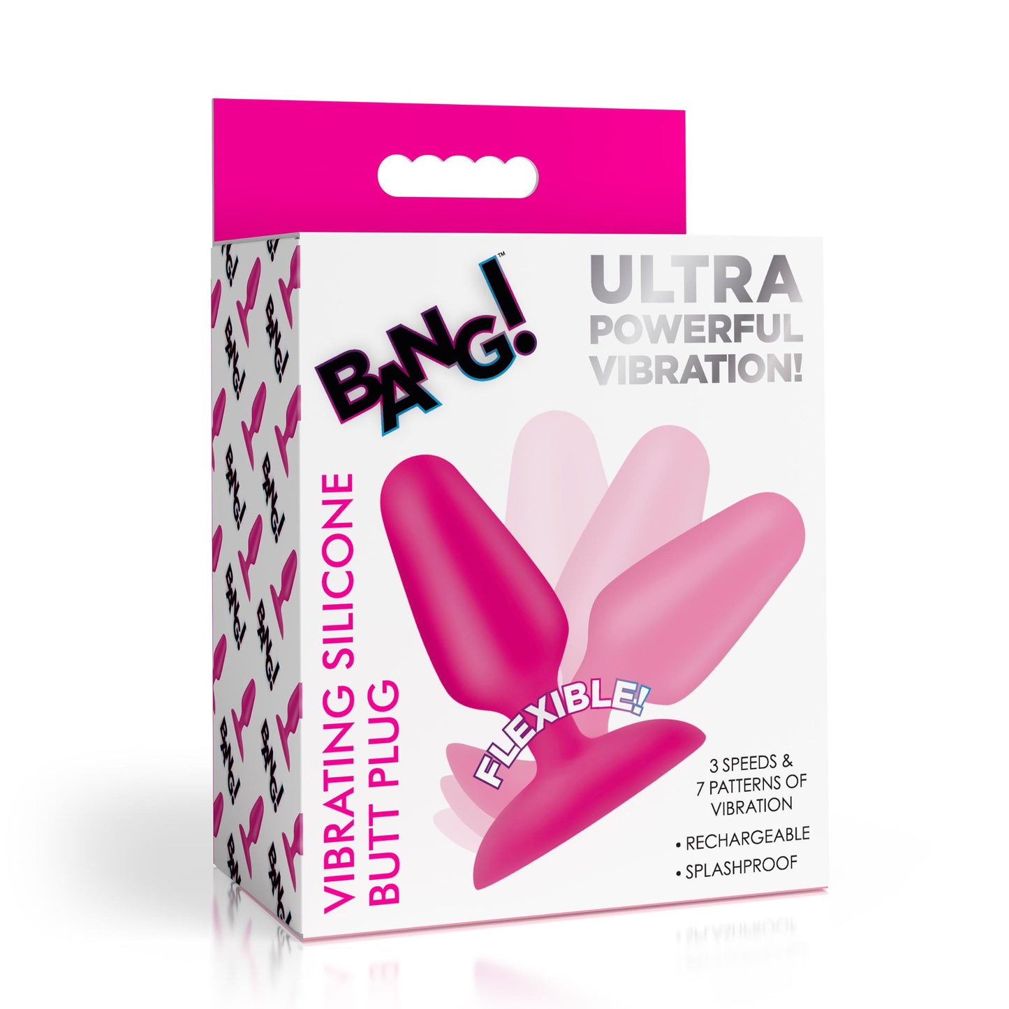 Flexible Vibrating Silicone Butt Plug - Pink
