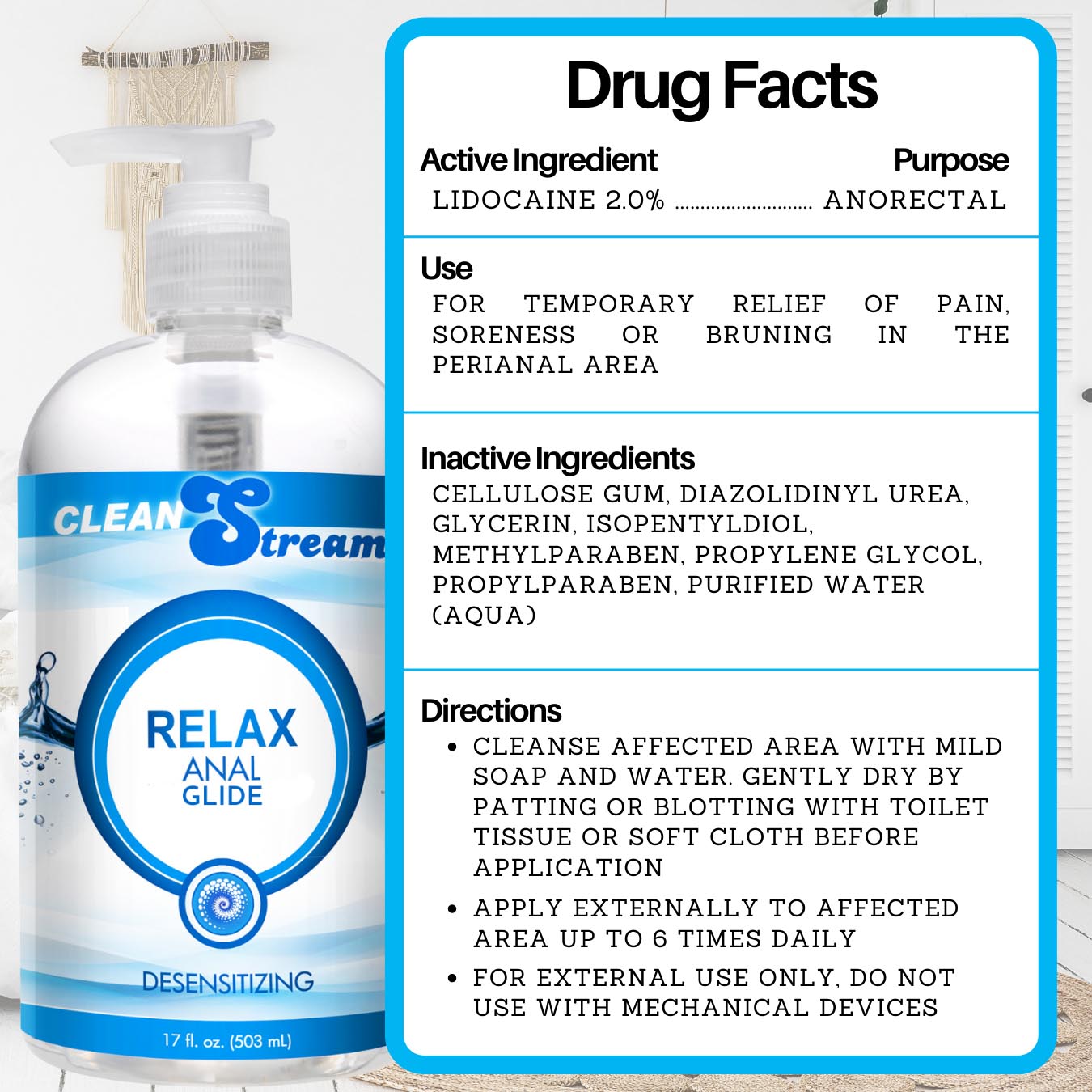 Clean Stream Relax Desensitizing Anal Lube 17 Oz MS - My Secret Sex Toy Delivery Clean Stream Relax Desensitizing Anal Lube 17 Oz MS - My Secret Sex Toy Delivery