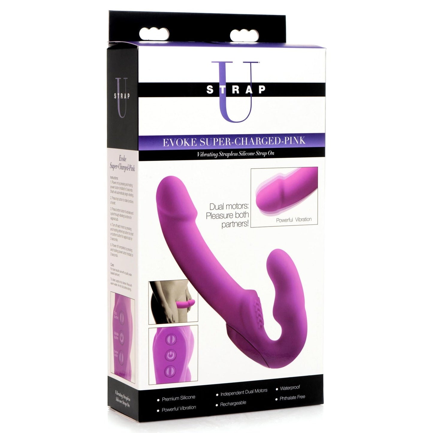 Evoke Rechargeable Vibrating Silicone Strapless Strap On