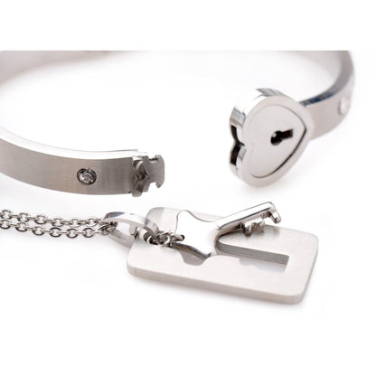 Cuffed Locking Bracelet And Key Necklace