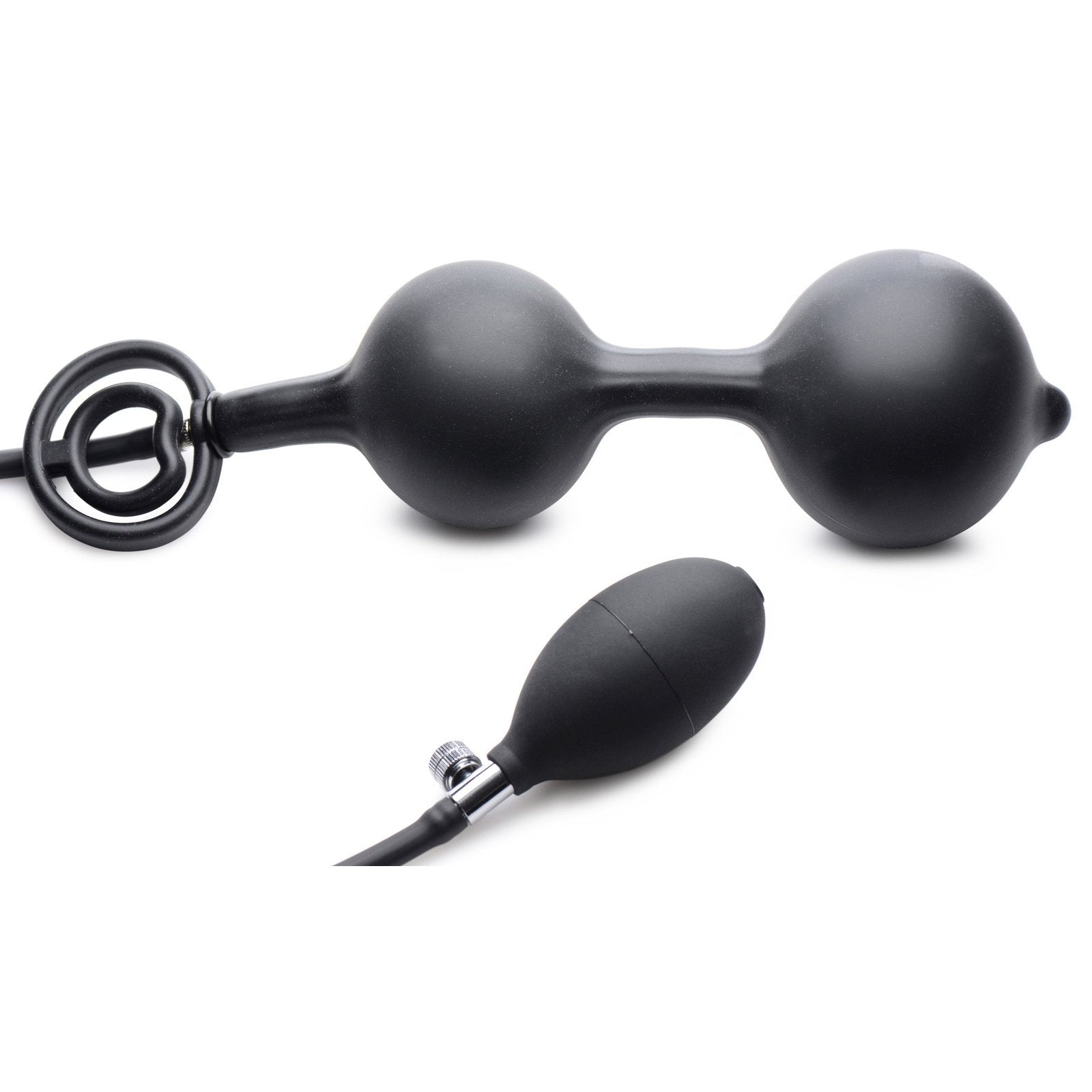 Devils Rattle Inflatable Silicone Anal Plug With Cock And Ball Ring