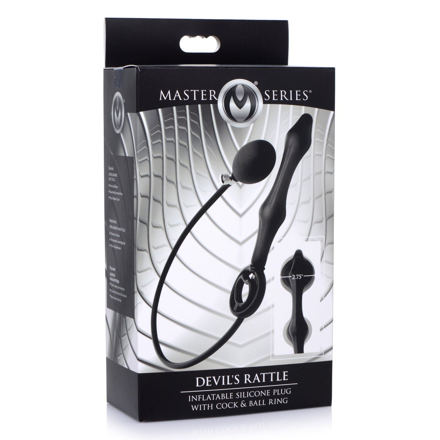 Devils Rattle Inflatable Silicone Anal Plug With Cock And Ball Ring