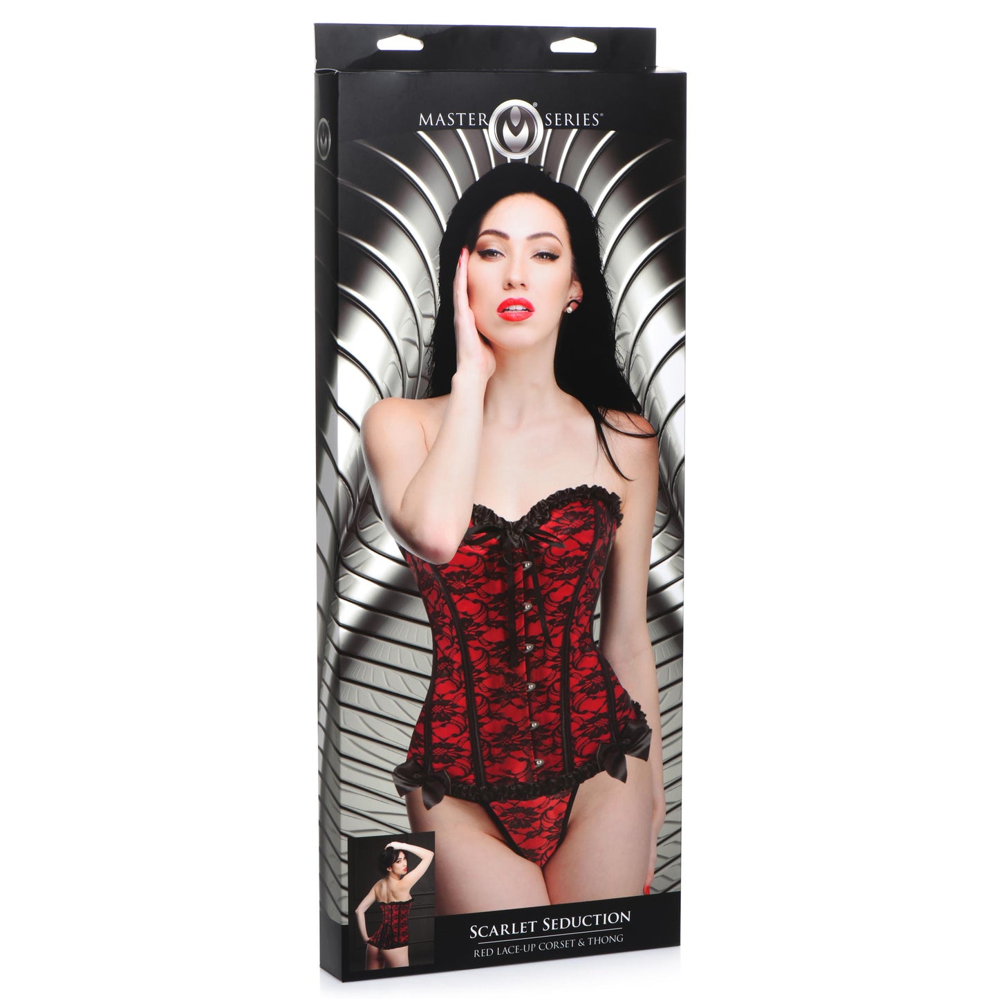 Scarlet Seduction Lace-up Corset And Thong -