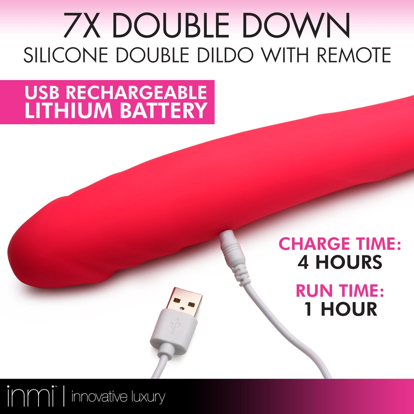 7x Double Down Silicone Double Dildo With Remote