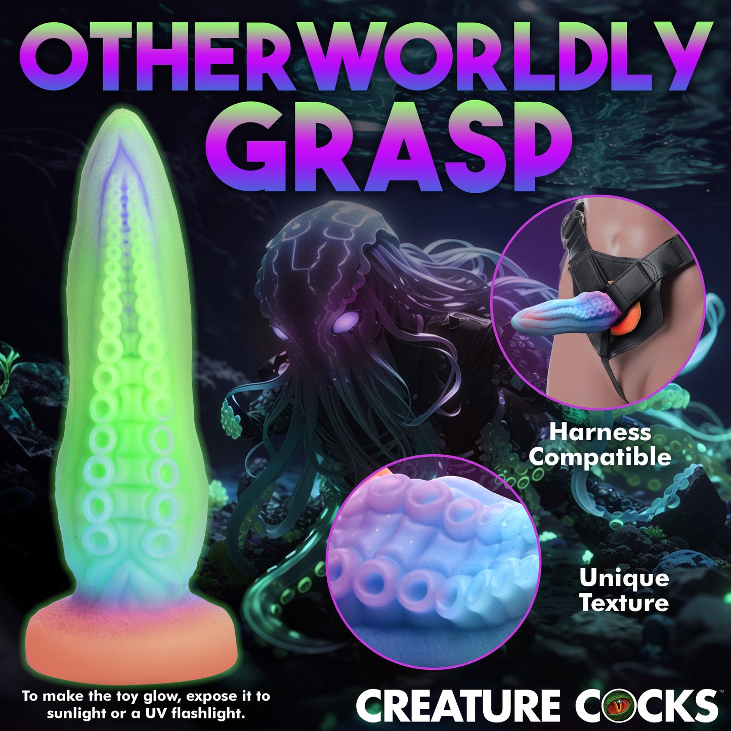 Tenta-cock Glow-in-the-dark Silicone Dildo