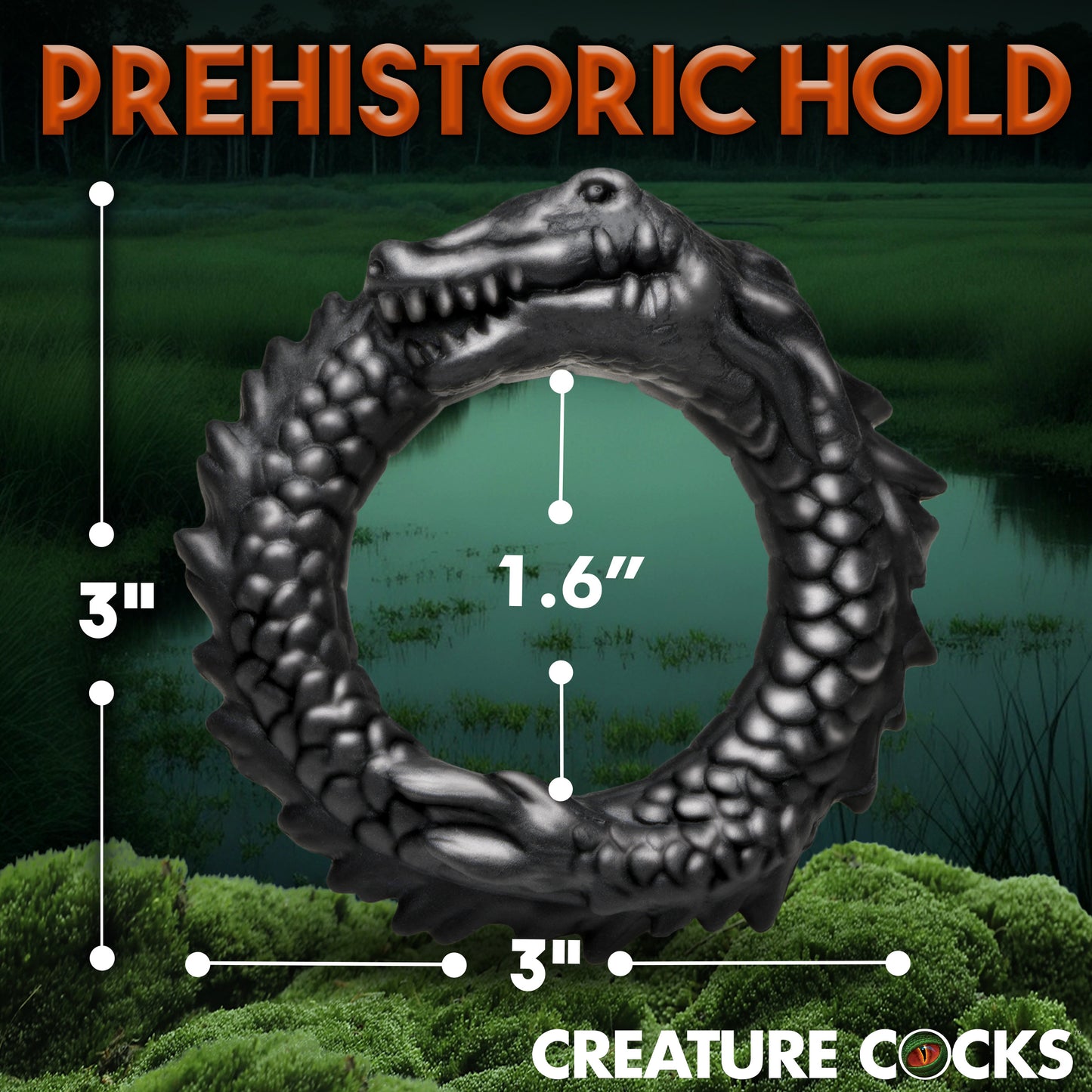 Black Caiman Silicone Cock Ring