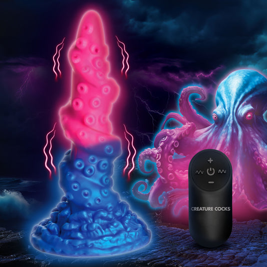 Deluxe Lord Kraken Vibrating Glow-in-the-dark Silicone Dildo