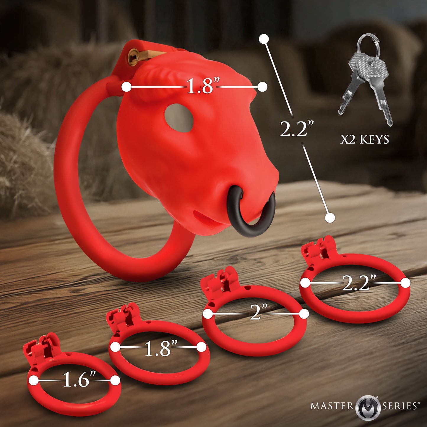 Bull Chastity Cage - Red