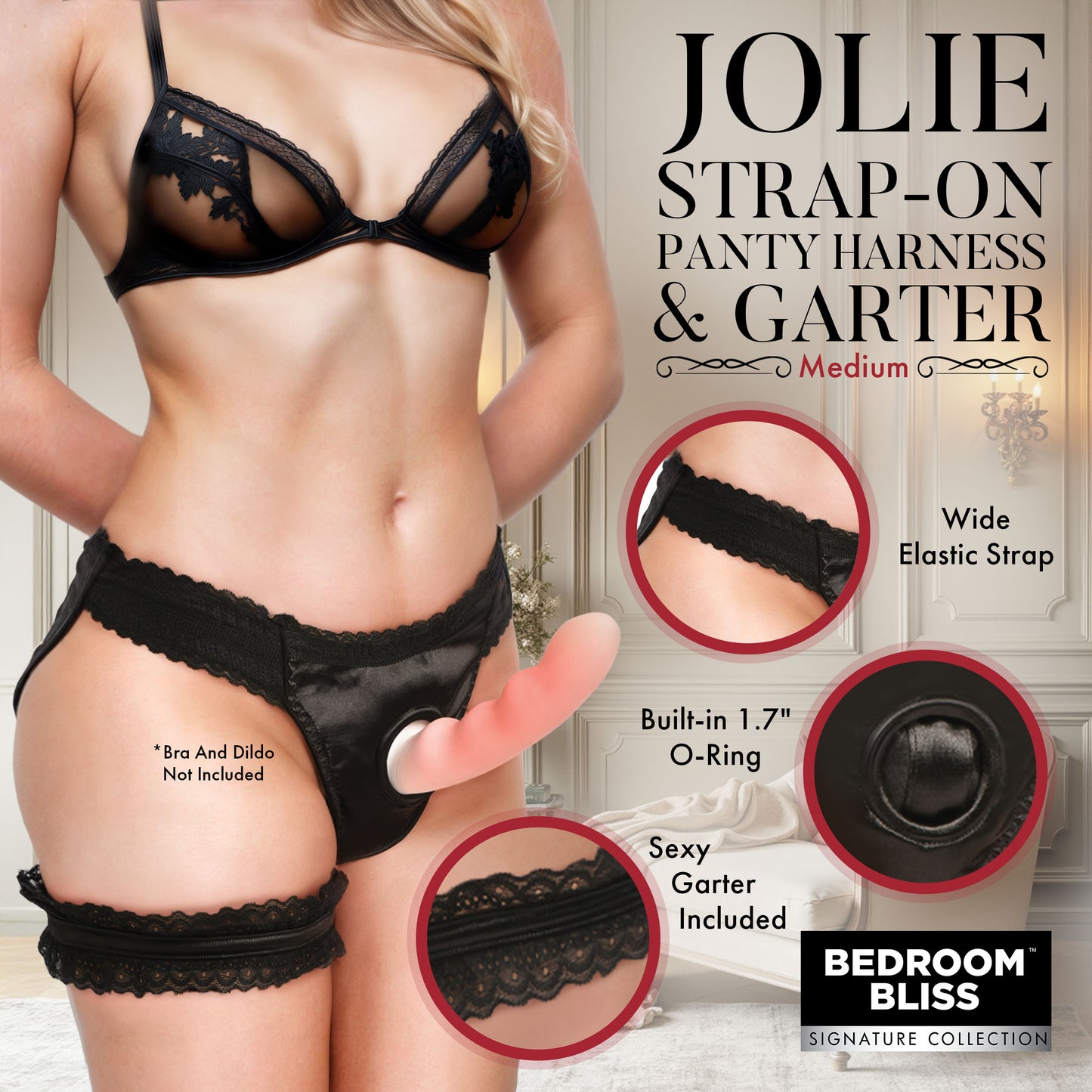 Jolie Strap-on Panty Harness & Garter - Medium