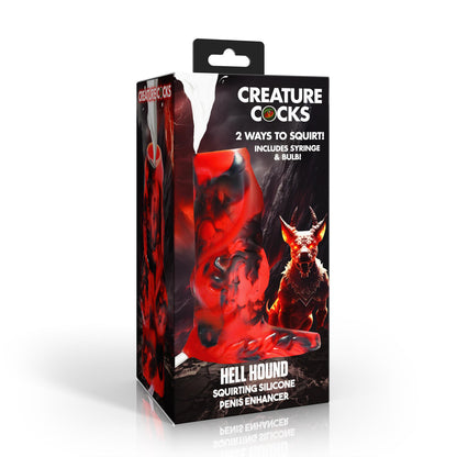 Hell Hound Squirting Silicone Penis Enhancer - Red