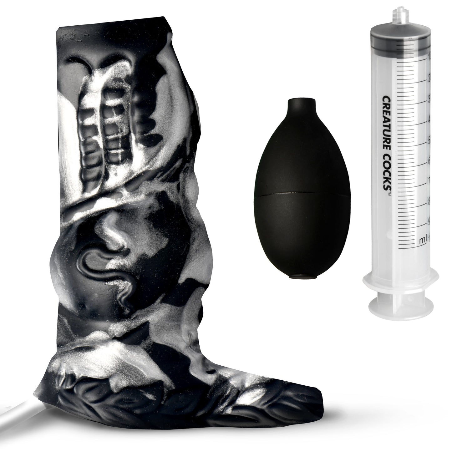 Night Prowler Squirting Silicone Penis Enhancer - Silver