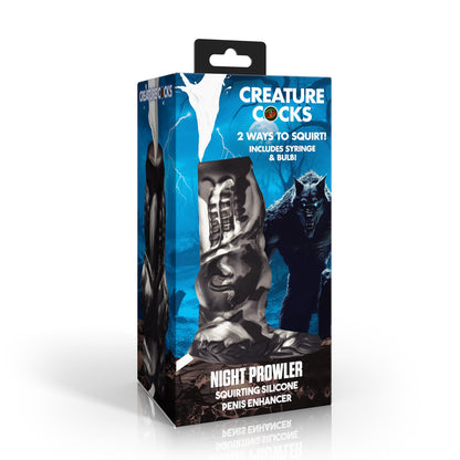Night Prowler Squirting Silicone Penis Enhancer - Silver