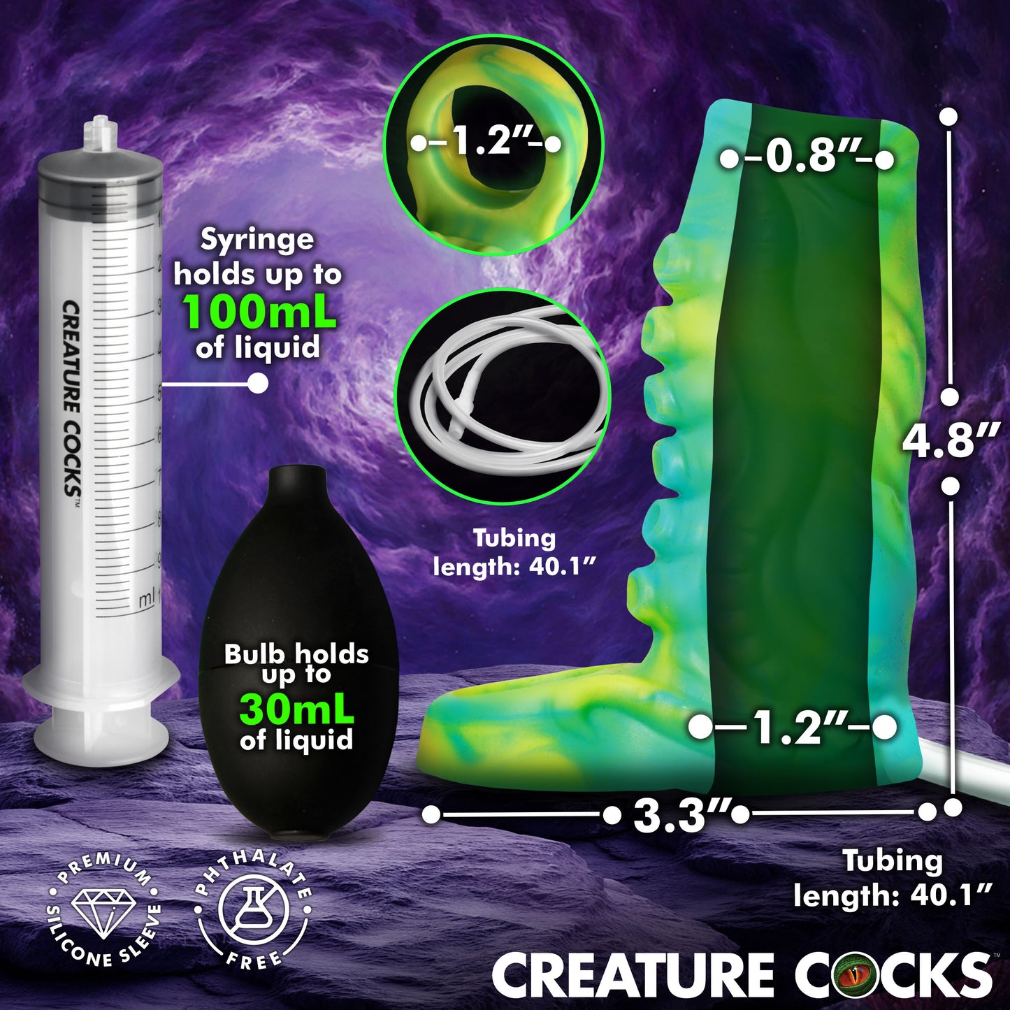 Tentacle Squirting Silicone Penis Enhancer - Green