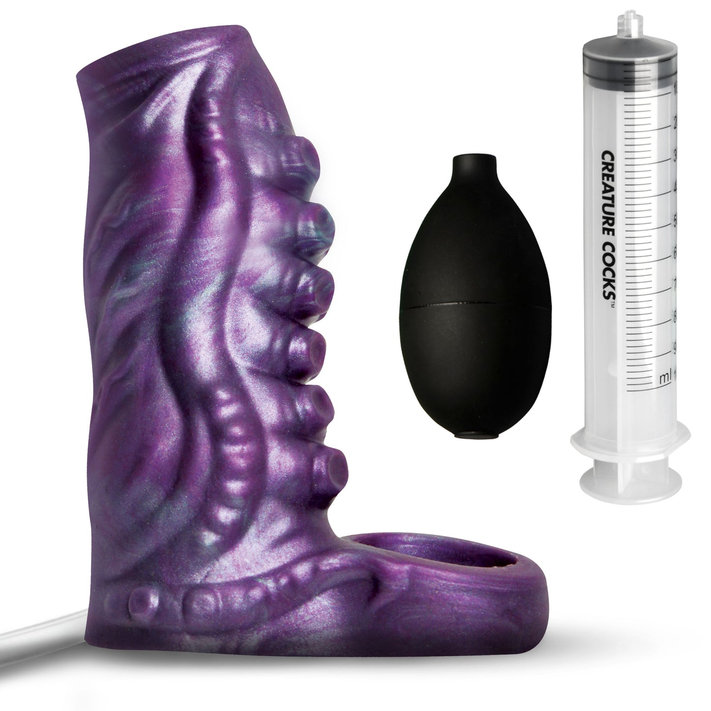 Tentacle Squirting Silicone Penis Enhancer - Purple