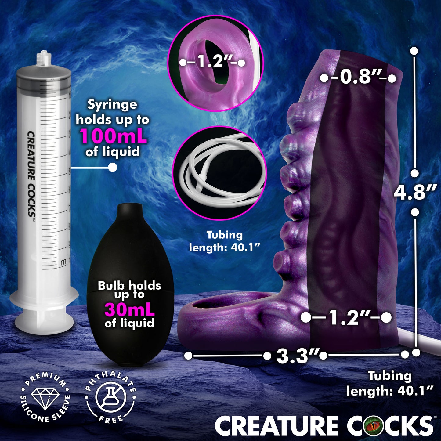 Tentacle Squirting Silicone Penis Enhancer - Purple