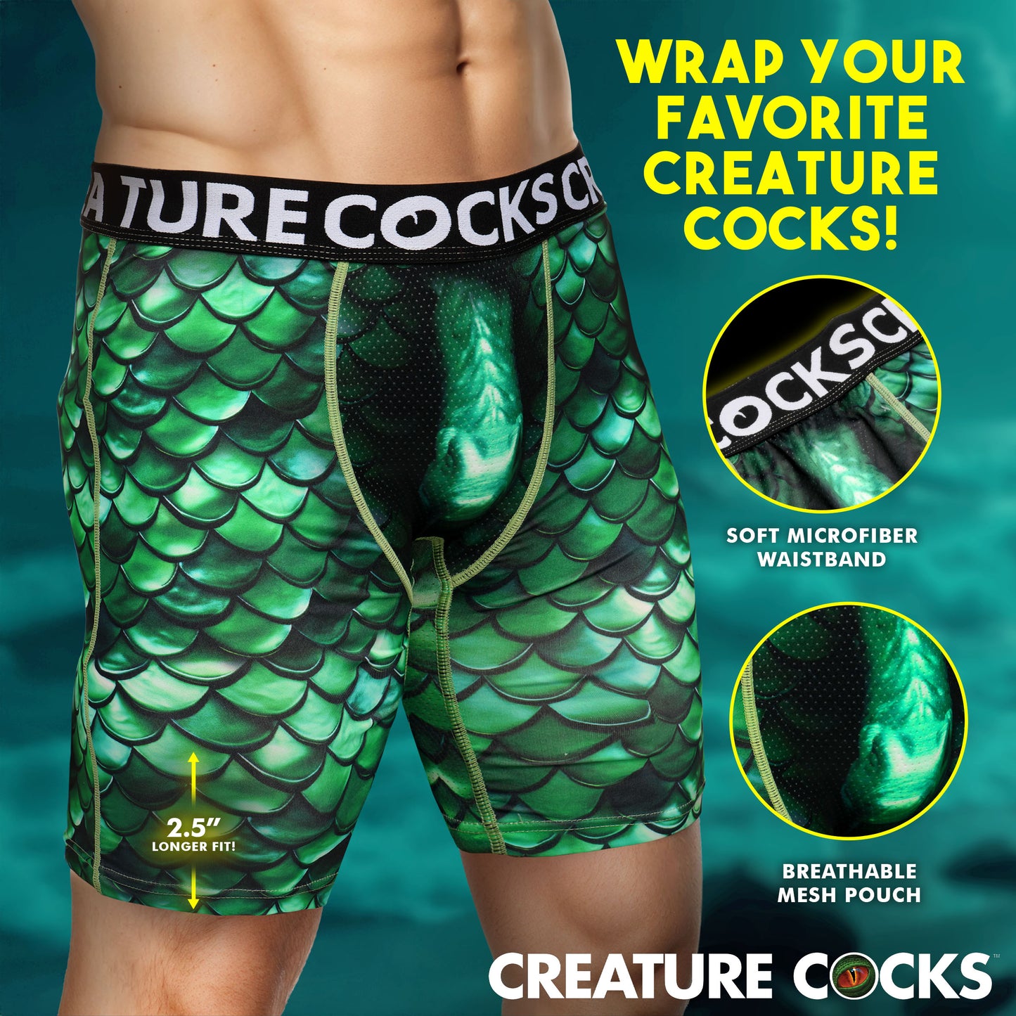 Creature Wear Cockness Monster Lake Creature Boxer Shorts - X-large