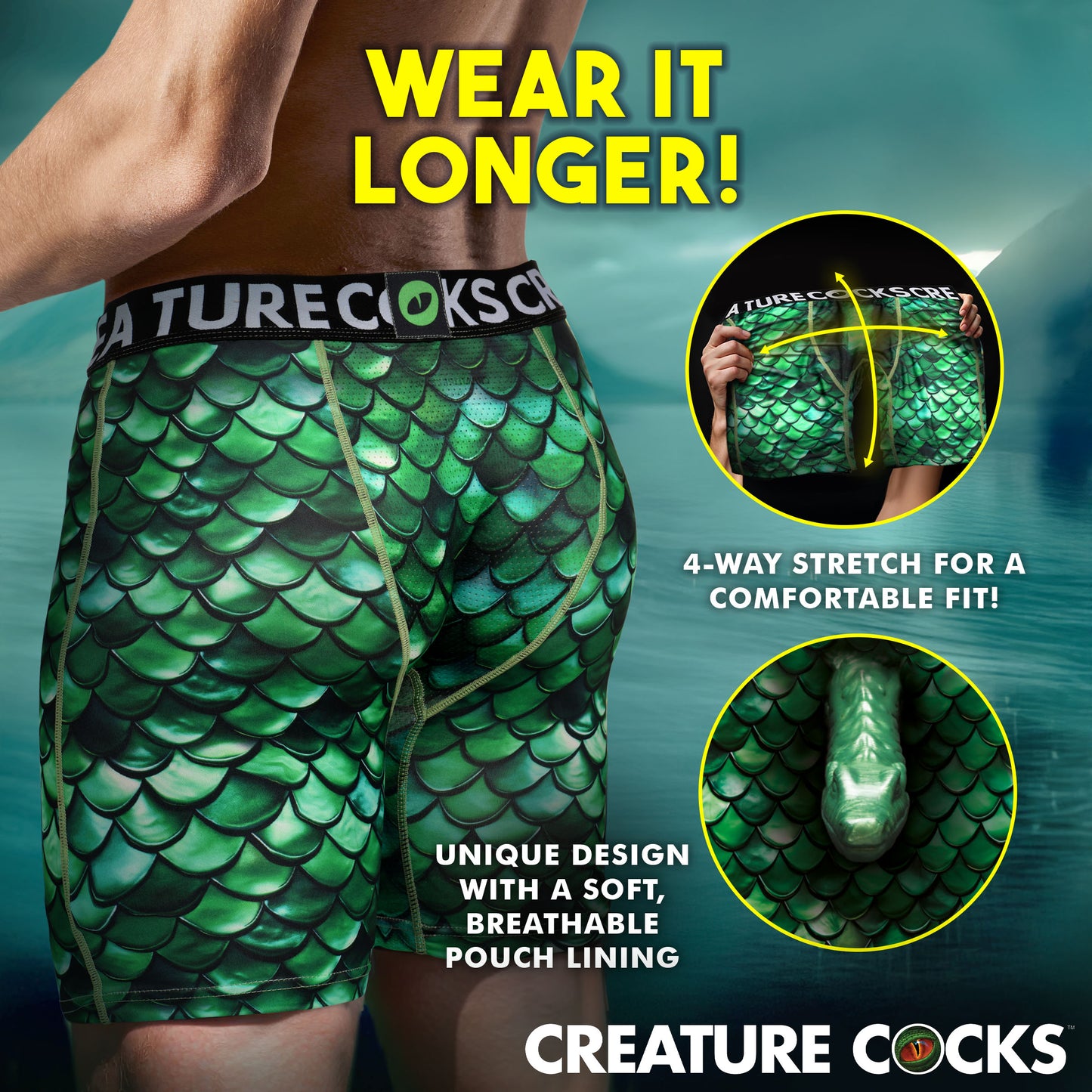 Creature Wear Cockness Monster Lake Creature Boxer Shorts - X-large
