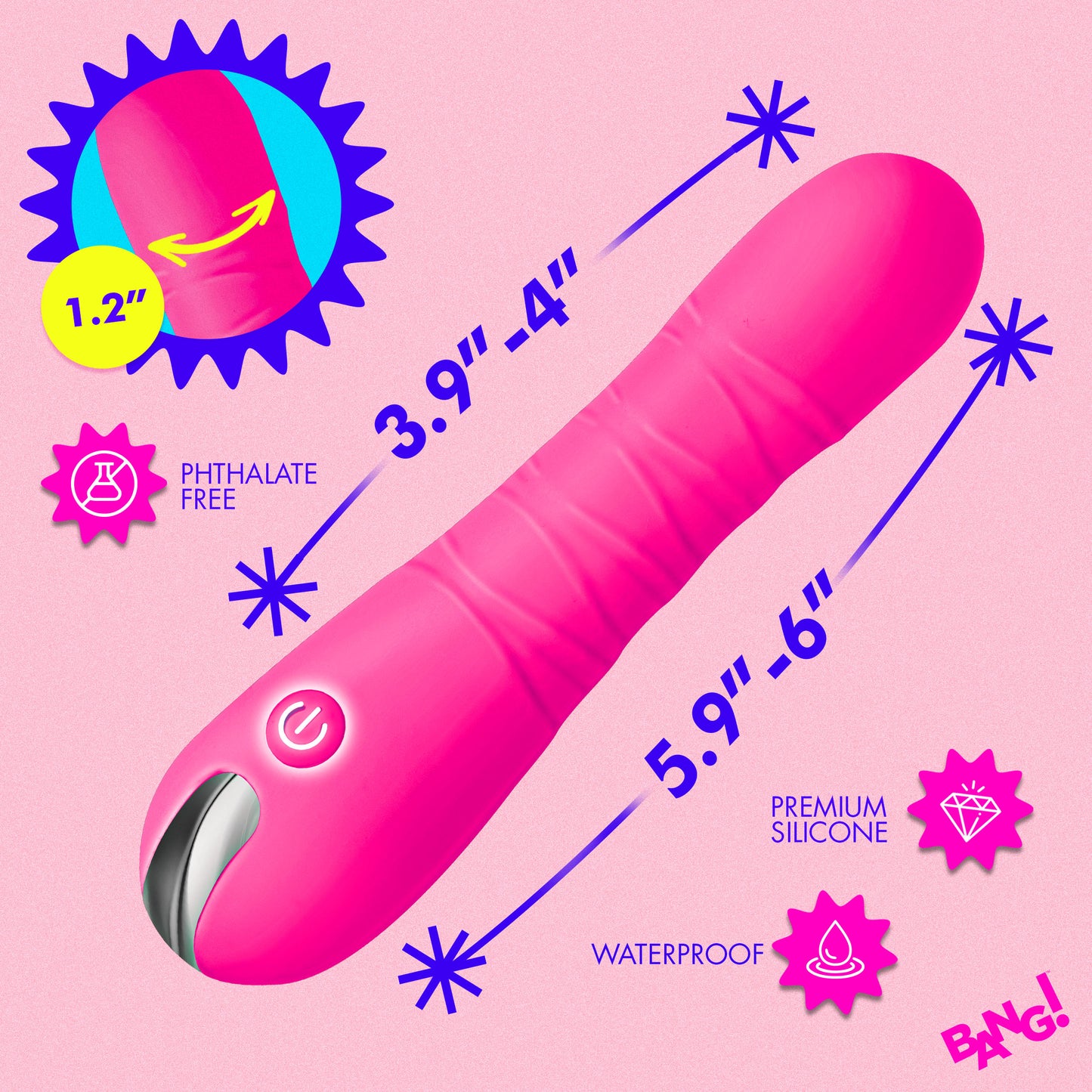 New Thrusting Silicone Dildo - Pink