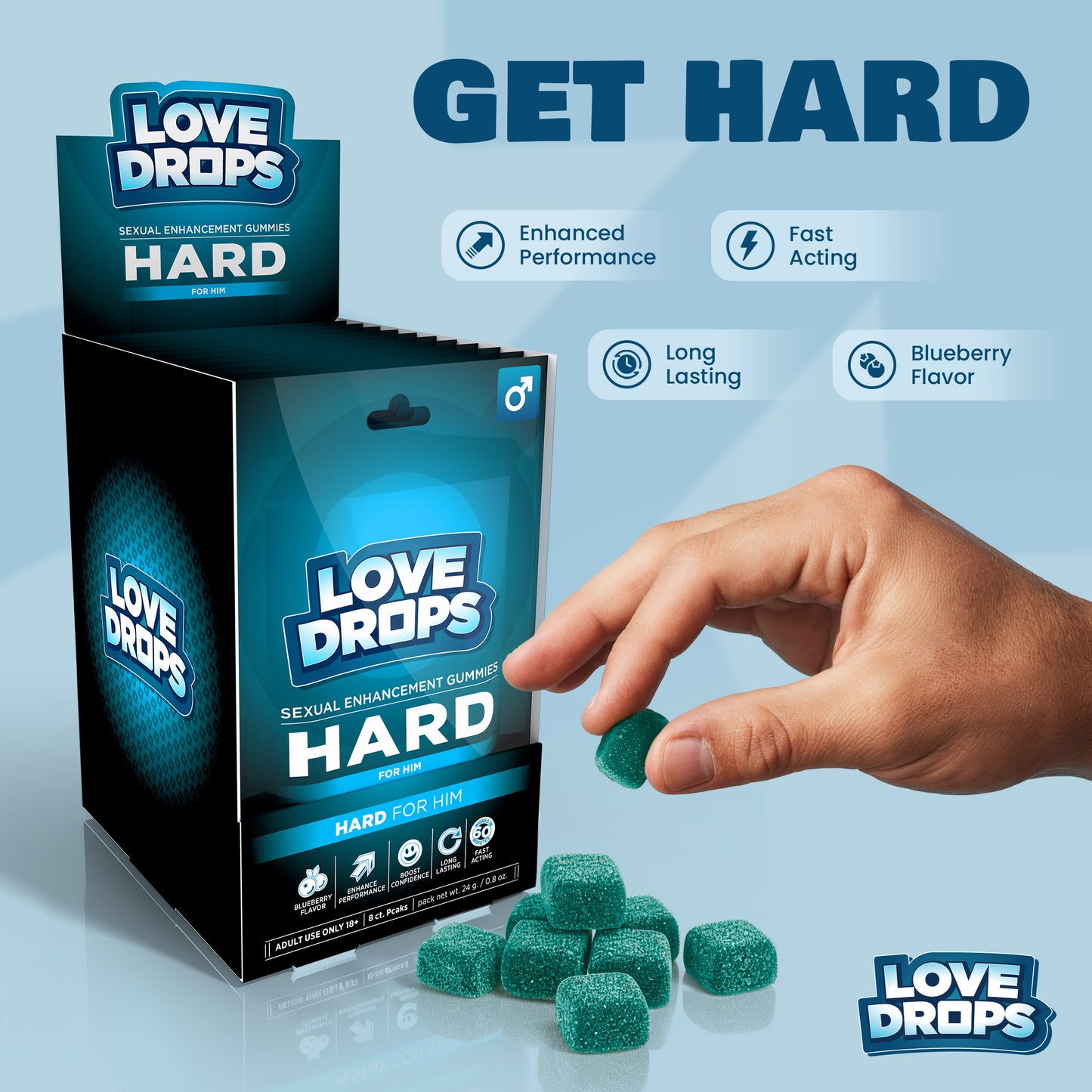 Sexual Enhancement Gummies For Him - Hard Pop Display 12ct