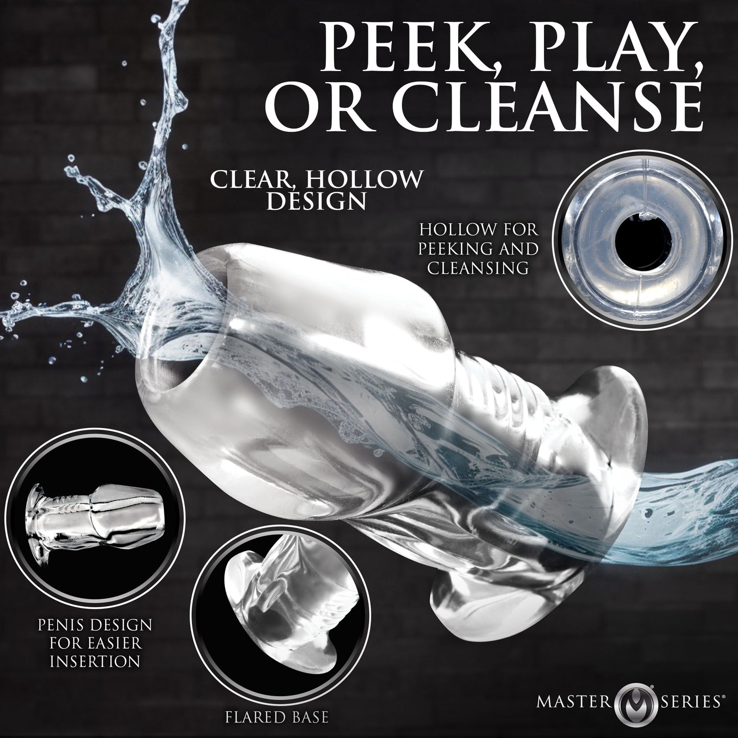 Dicked Clear Hollow Anal Plug - X-large