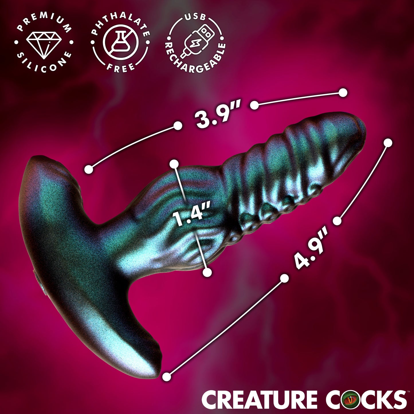 Octo-squirm Vibrating & Squirming Silicone Anal Plug