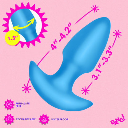 Thrusting & Vibrating Silicone Butt Plug - Blue