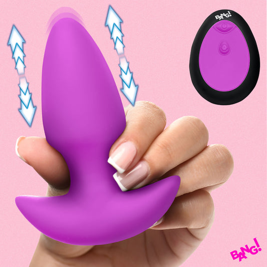 Thrusting & Vibrating Silicone Butt Plug - Purple