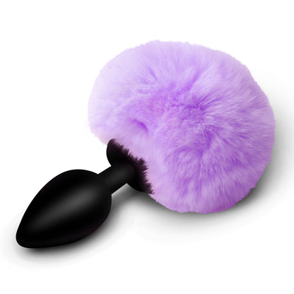 Fluffy Bunny Tail Silicone Plug - Purple