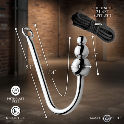 Roped Beaded Anal Hook With Rope