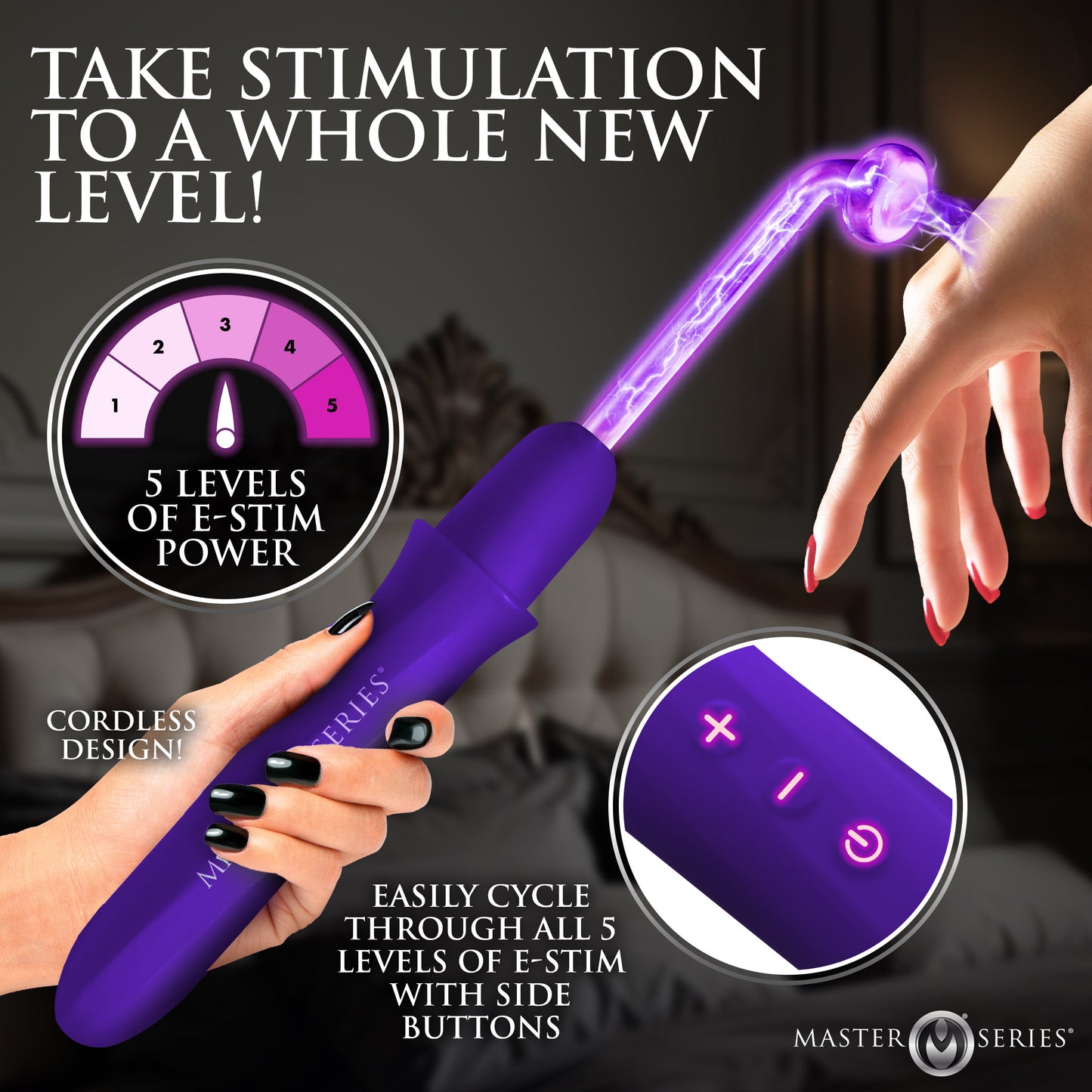 Elektrawand Rechargeable Violet Wand With Attachments - Purple