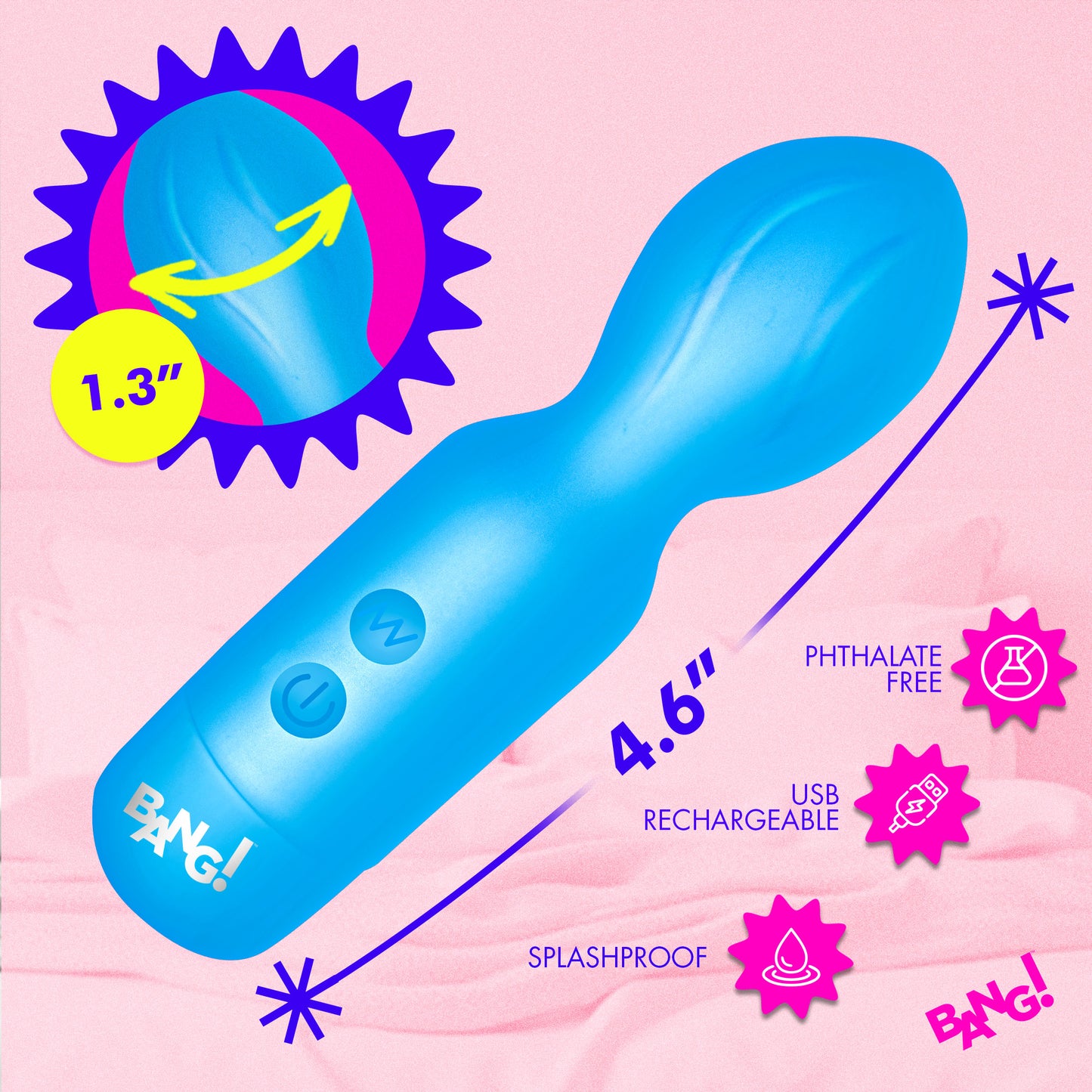 18x Vibrating Silicone Mini Wand - Blue