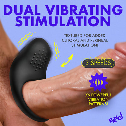 Vibrating Silicone Cock Ring - Black