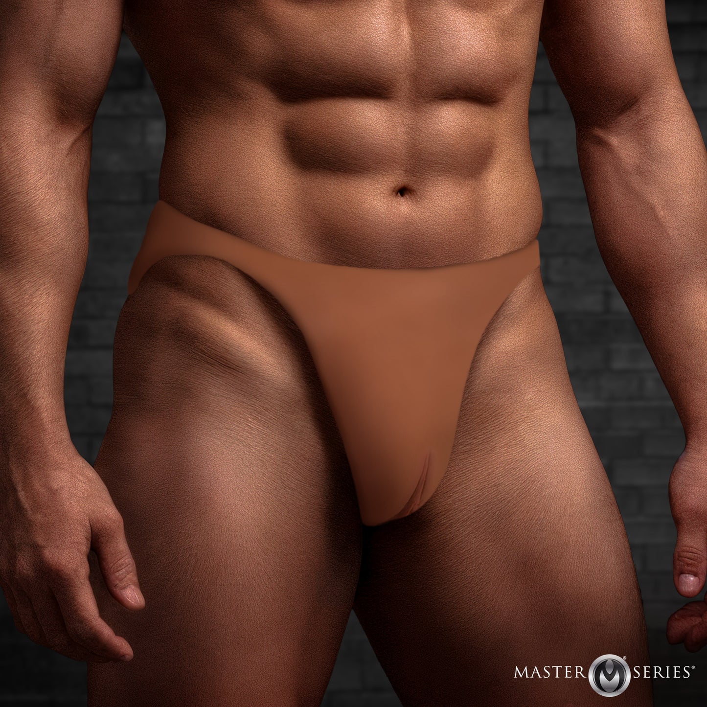 Pussy Strap Silicone Vagina Jockstrap - Dark