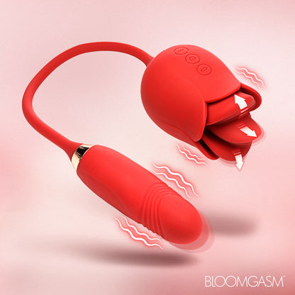 Blossom Kiss Kissing & Licking Clit Stimulator W/ Thrusting Vibrator
