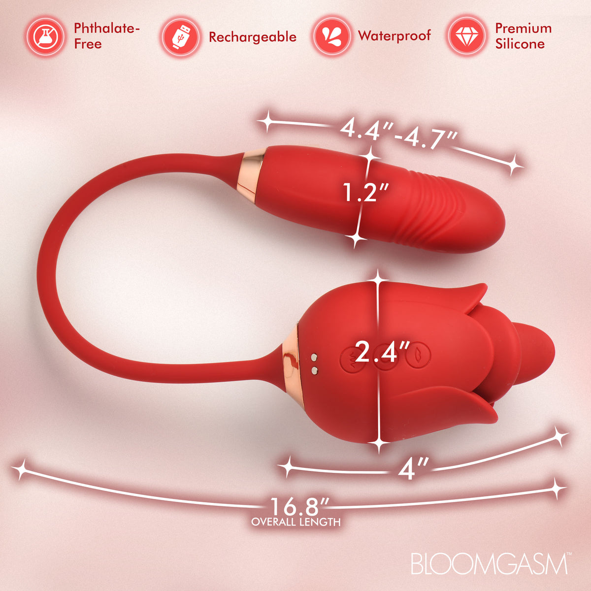 Blossom Kiss Kissing & Licking Clit Stimulator W/ Thrusting Vibrator