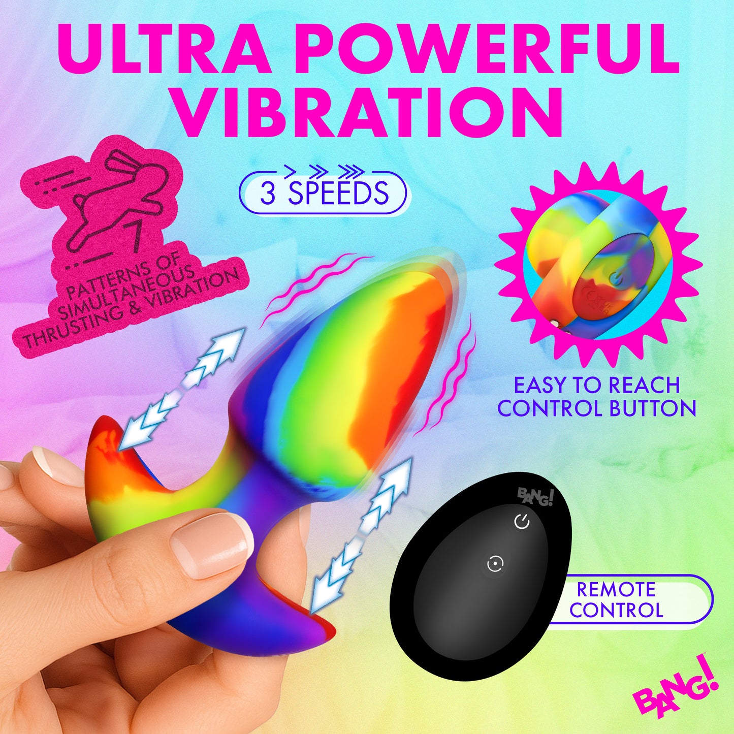 Thrusting And Vibrating Silicone Butt Plug