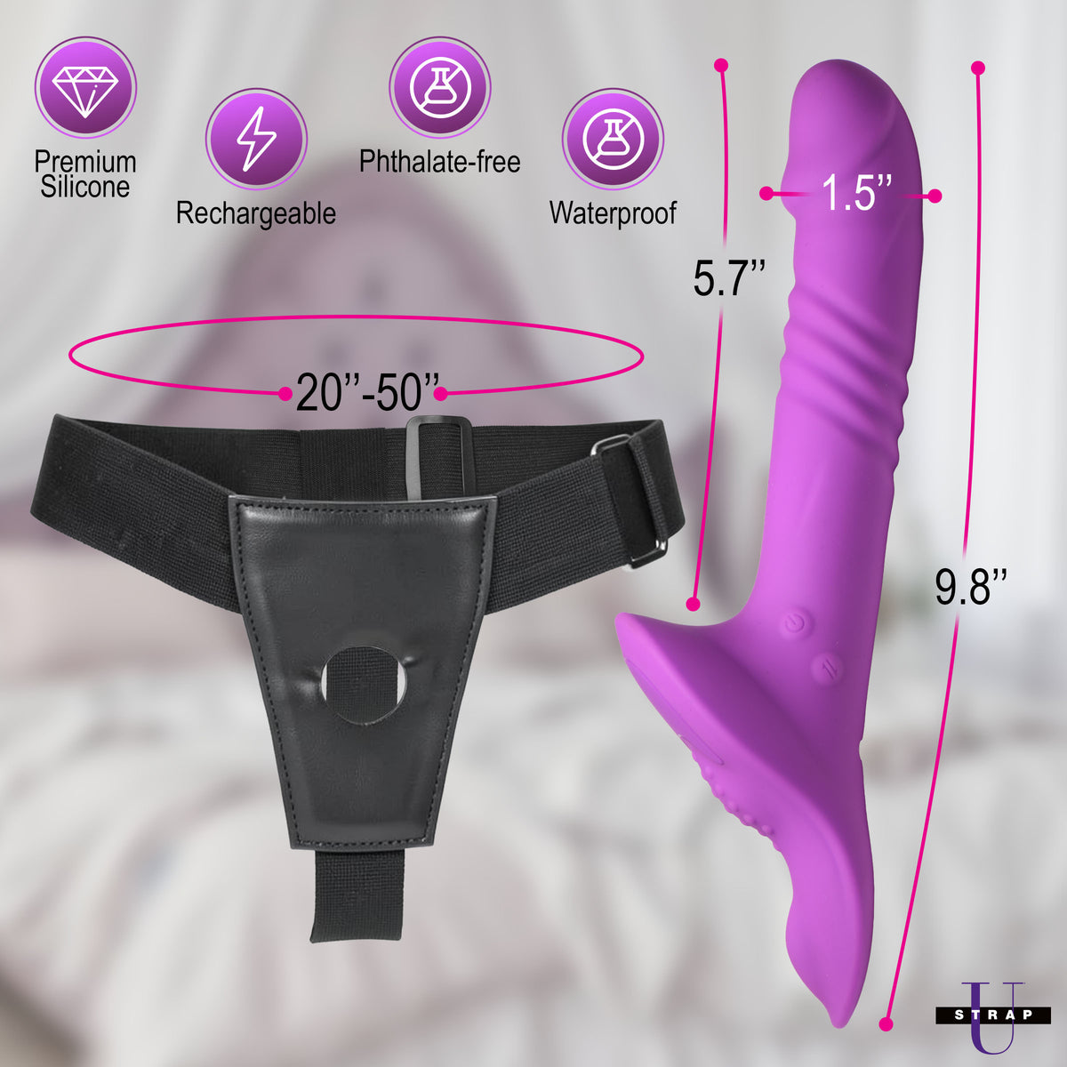 Thrusting & Vibrating Strap-on W/ Harness
