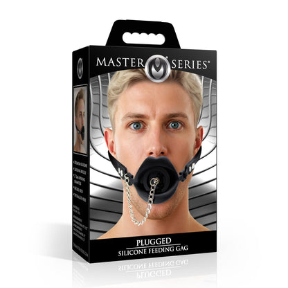 Plugged Silicone Feeding Gag - Black