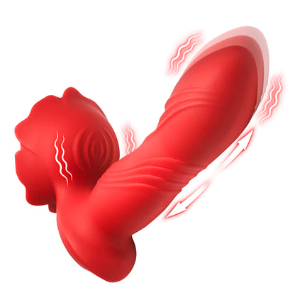 Rose Thrust Thrusting Silicone Vibrator