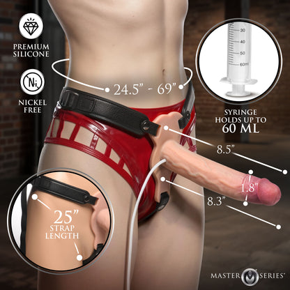 Breeder Stretchy Skin Squirting Silicone Dildo W/ Harness