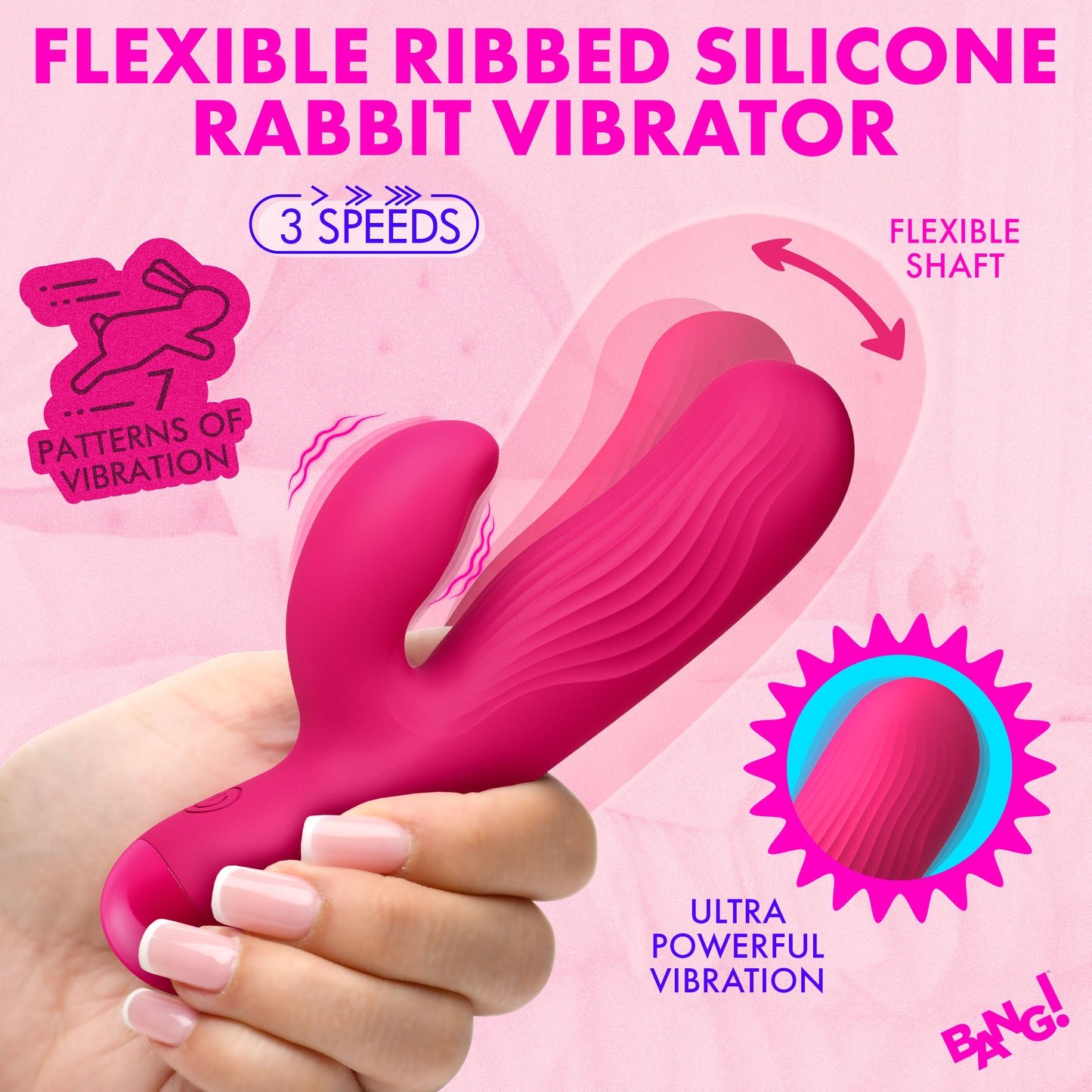 Flexible Ribbed Silicone Rabbit Vibrator
