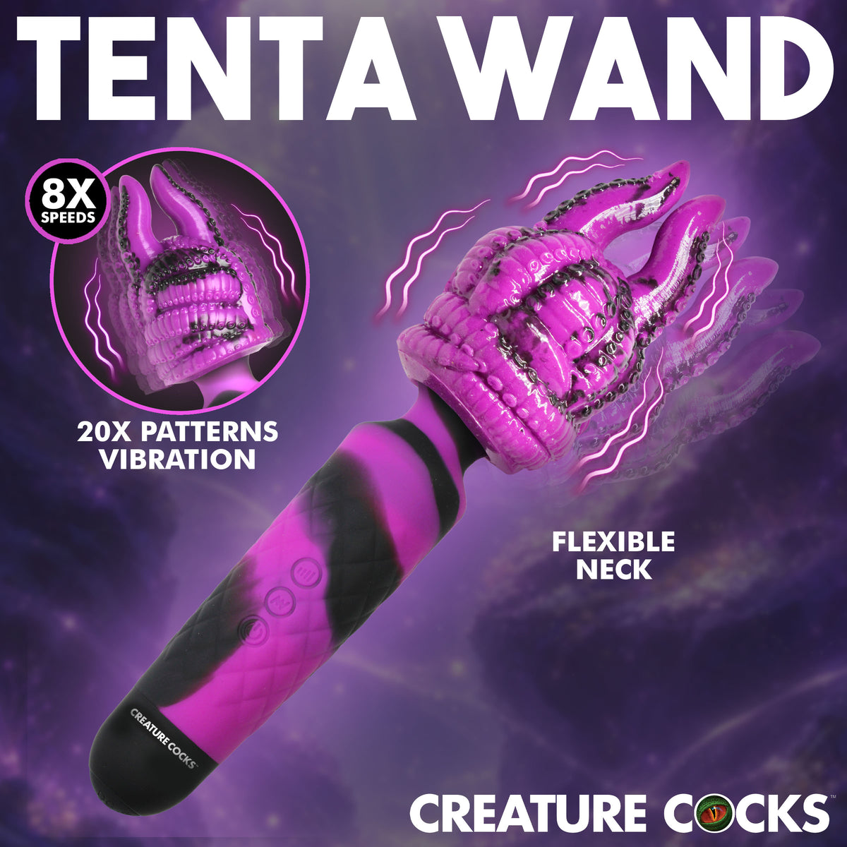 Tenta Wand Silicone Vibrating Wand + Attachment