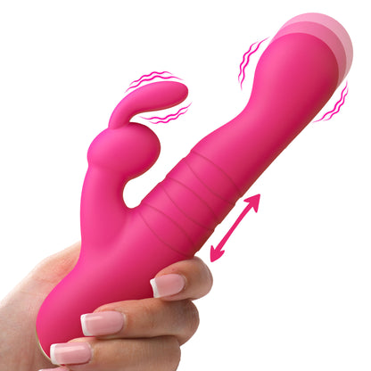 Thrusting Silicone Rabbit Vibrator - Pink
