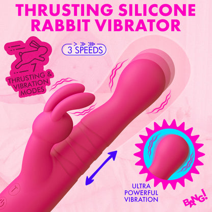 Thrusting Silicone Rabbit Vibrator - Pink