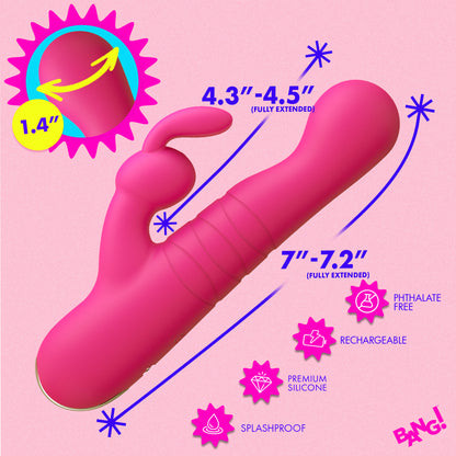 Thrusting Silicone Rabbit Vibrator - Pink