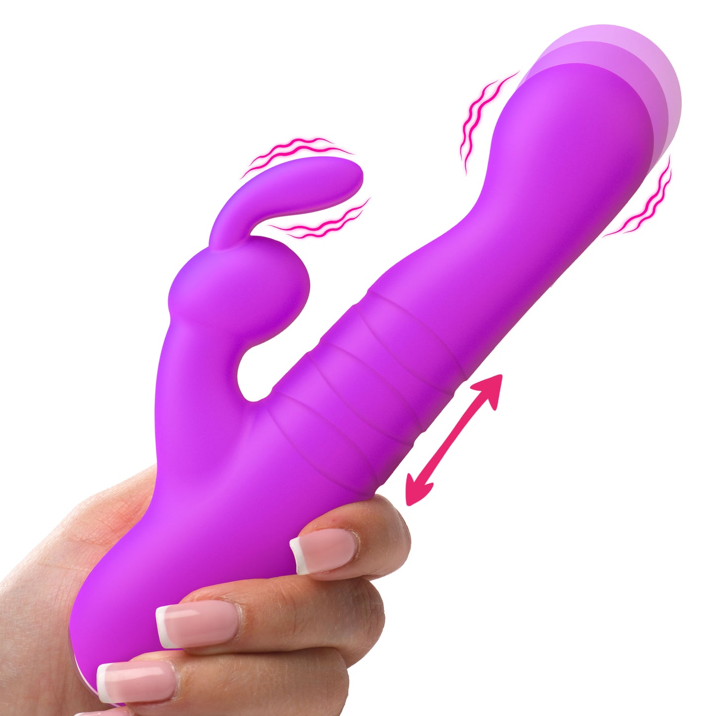 Thrusting Silicone Rabbit Vibrator - Purple