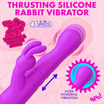 Thrusting Silicone Rabbit Vibrator - Purple