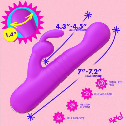 Thrusting Silicone Rabbit Vibrator - Purple